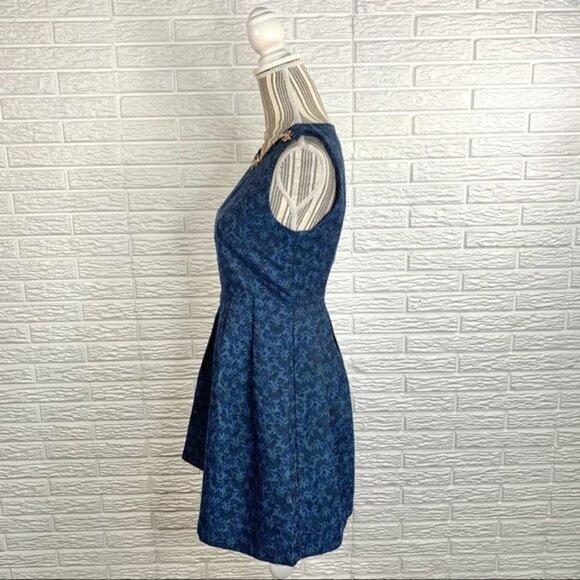 Sero Blue Green Floral Fit and Flare Dress Size Medium - Picture 5 of 5